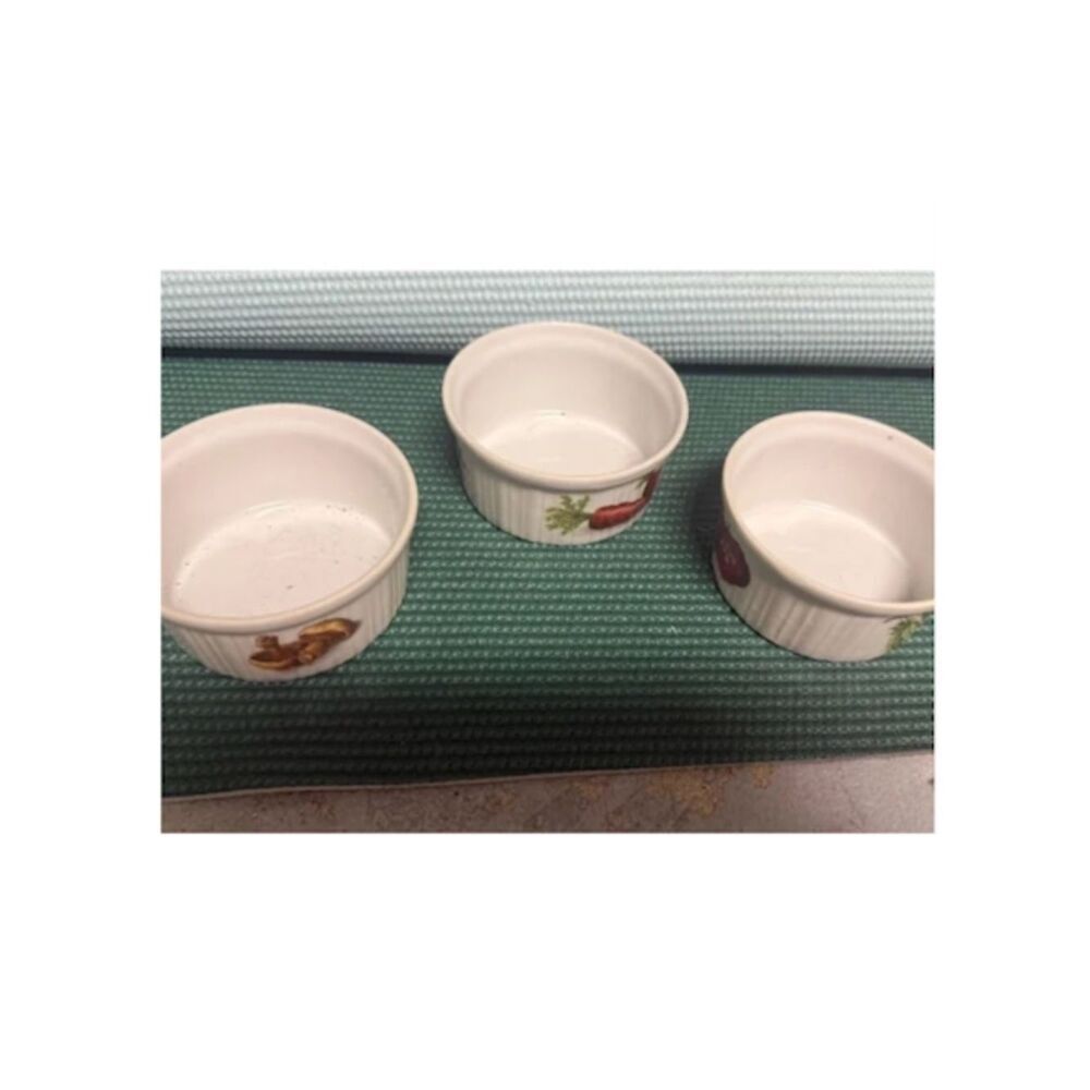 Vintage Porcelain Ramekins - SET OF 3 - White Vegetable Dishes